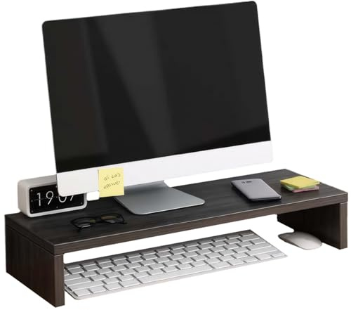 Jorzer Rehausseur de moniteur à 1 niveau, support de moniteur d'ordinateur de 40 x 18 x 6 cm, support de moniteur de bureau peu encombrant avec rangement, étagère de bureau antidérapante pour la