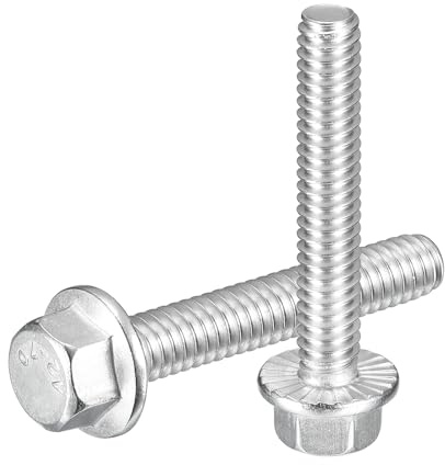 QUARKZMAN 15Pcs 1/4-20 x 1-3/4 Pernos Cabeza Hexagonal Con Brida Plateado | Tornillos Hexagonales Con Brida, Tornillos Hexagonales Brida Grado 5.8, Acero Inoxidable 304, Para Electrodomésticos