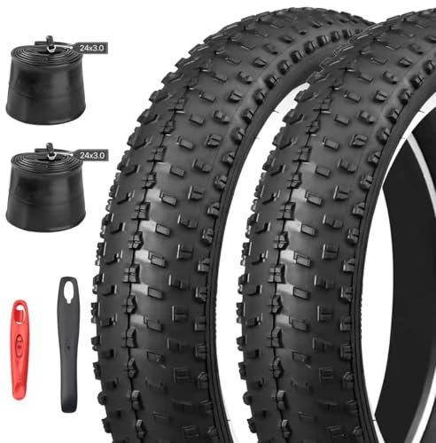 MEGHNA Confezione da 20/24 x 3,0 pollici, cappotti per bicicletta elettrica, confezione da 2 pezzi, tubo AV35 mm, compatibile con Snow Bike/Mountain Bike/3.0 Electric Bike/Fat Bike (24 x 3,0)