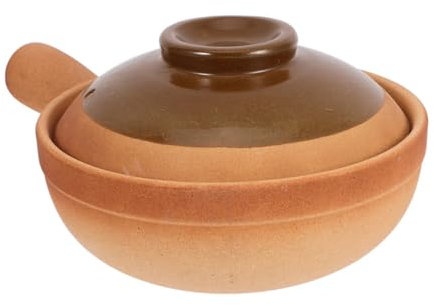 Cabilock Traditional Clay Cooking Pot 600Ml with Lid Small Terracotta Casserole for Stew Soup Rice Asian Pot for Family Gatherings Parties and Travel
