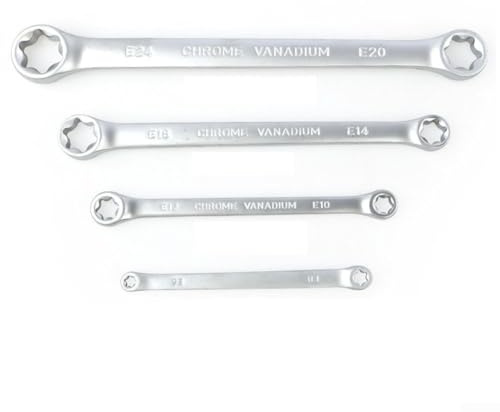 JoyousMall Ringschlüssel, Stern-Doppelschlüssel für Torx-Schraubenschlüssel, E6- E24, E-Typ, doppelseitiger Sechskant, 4 Stück