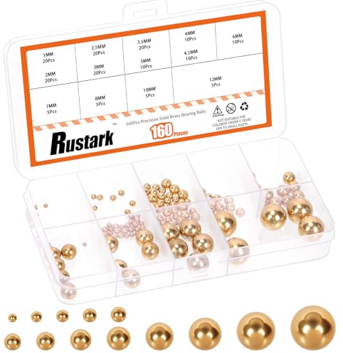 Rustark 160 Stück 13 Größen Messing Lagerkugeln Sortiment Set Metrische Hohe Präzision Massivlagerkugeln Industrielle Messingkugeln Kugeln Kugellager Kugeln für Maschinen Automotive