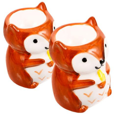 DOITOOL Hueveras De Cerámica para Huevos Cocidos Diseño Europeo, Color Marrón Claro, Soporte para Huevos De Gallina y Pato, Adecuado para Desayuno Familiar, Set De 2 Piezas