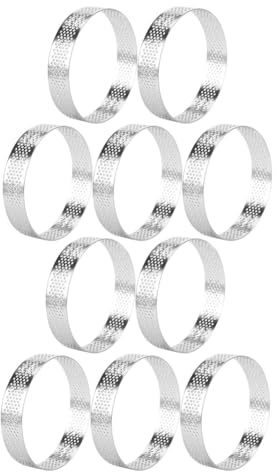 Luobannm Lot de 10 Moules à Circulaires de 12 cm avec Trous en Acier Inoxydable pour Tartes Aux Fruits, Quiches, Gâteaux, Mousses, Ustensiles de Cuisine