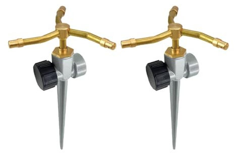 F Fityle 2 arroseurs métalliques à 3 Bras, Rotation à 360 degrés, arroseur Rotatif Automatique pour pelouse, pour Couvrir de Grandes de Jardinage