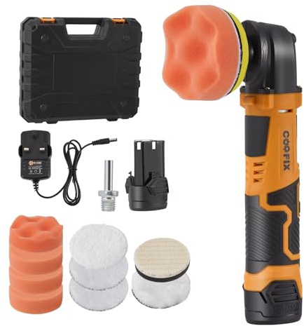 12V Cordless Car Polisher, Mini 3000RPM Car Detailing Polisher, 5 Variable Speed Up, 1300mAh Battery & Fast Charger, Buffer Polisher Kit for Detailed Polishing Sanding Waxing Scratch Removing