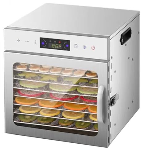Liofilizzatore 6/8/12/18, macchina per essiccazione alimentare in acciaio inossidabile con temperatura regolabile, timer e display LCD per pesce, verdure, carne secca, erbe aromatiche, 8 strati