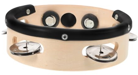 ERINGOGO Tamburin Musikinstrument Trommelbecken Zubehör Hi-hat Zubehör Handglocken Robuste Tamburine Tragbares Tamburin Trommelzubehör für Schlagzeug Metall und Holz Klaren