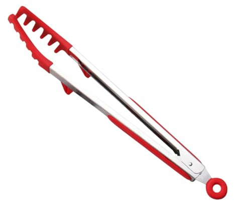 VERDANVERSE Pinza para Alimentos Roja Resistente y Reutilizable Multiusos para Espaguetis Ensaladas y Barbacoa Mango Seguro para Cocina y Picnic