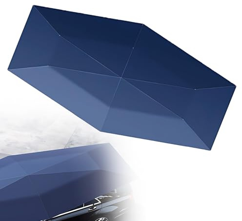 SHEUAO Parasole Universale Elettrico per Posto Auto da 4,2 M, 4,8 M E 5,2 M,Ombrellone Completamente Automatico per Auto,T-enda da Tetto Pieghevole,per Berline Navy+Stand-5.2m/17ft