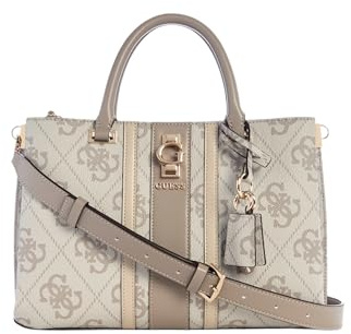 GUESS Handtasche Umhängetasche Erenia Girlfriend Satchel Dark Taupe Logo