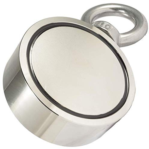 M-Kauf Neodym Bergemagnet 350KG Zugkraft Doppelseitig Ösenmagnet - 67 mm Magnete Super Stark - Zum Magnetfischen Angeln - M10 Öse Topfmaget Magnetangeln