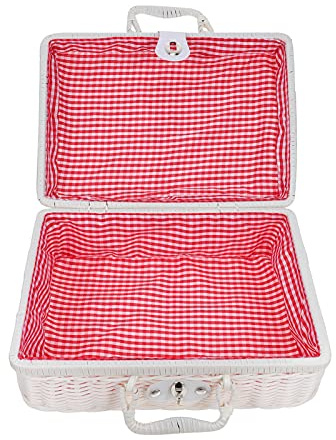 Tomaibaby Rattan Wicker Koffer Wicker Picknick Korb Stroh Lagerung Box mit Griffe Rattan Lagerung Box Reise Koffer Bin Behindern