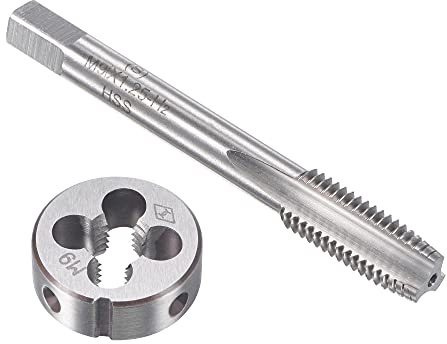 sourcing map Gewindebohrer Schneideisen Set M9 x 1,25mm, Gewindeschneider Schneideisen Set mit Legierungswerkzeug