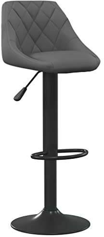vidaXL Barhocker Drehbar Höhenverstellbar Küchenhocker Barstuhl Bistrohocker Tresenhocker Thekenhocker Tresenstuhl Bar Stuhl Hocker Dunkelgrau Samt