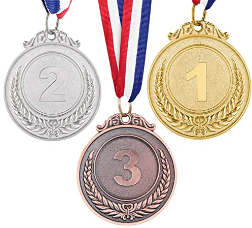 WANGCL Medallas de bronce de plata de oro de 3 piezas Medallas de oro olímpico Medallas de bronce de plata para niños deporte o cualquier competencia