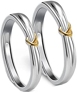 ANAZOZ Ehering Set Silber 925, Partnerringe Für Sie Und Ihn Hochzeitringe Paar Verstellbar Goldener Liebesknotenring