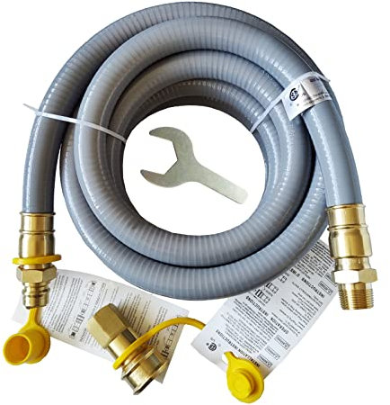 15FT 3/4 ID Natural Gas Hose with 3/4 Quick Connect for Standby Generators, Long 3/4 Gas Flex Line Hose for NG/LP Propane Appliances Construction Heaters, Tool Included
