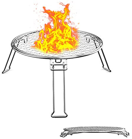 Parrilla para Barbacoa Soporte Redondo para Barbacoa Rejillas para cocinar Rejillas Plegables Portátil Mini Olla Acero Inoxidable Estufa Soporte Soporte para Acampar al Aire Libre Cocinar Senderismo