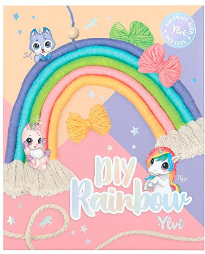 Depesche 12134 Ylvi - DIY Makramee Set zur Herstellung eines Deko-Regenbogens, inkl. Garn, Nadel, Holzperle und Anleitung