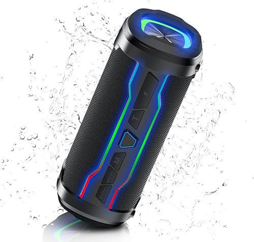 Anrufen Lautsprecher Boxen bluetooth, Upgraded Portabler Musikbox , Mit 360° HD Stereo Sound, IP7, Eingebautes Mikrofon, FM, Heim- und Außenbereich