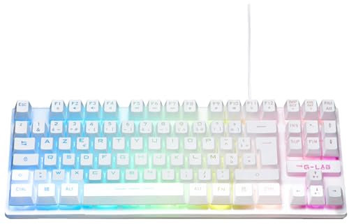 The G-Lab Keyz Caesium TKL Clavier Gamer TKL 87 Touches Filaire USB AZERTY Français, Rétro-Éclairage LED Multicolore - Clavier Gaming Compact sans Pavé Numérique pour PC/PS4/PS5/XBOX (Blanc)