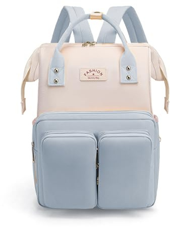 SONARIN Multifunktionale Tragbare Baby Wickelrucksack Wickeltasche,Große Kapazität Wasserdicht Babytasche Reise Wickeltasche Rucksack mit Kinderwagen Haken für Mama & Papa(Blau)