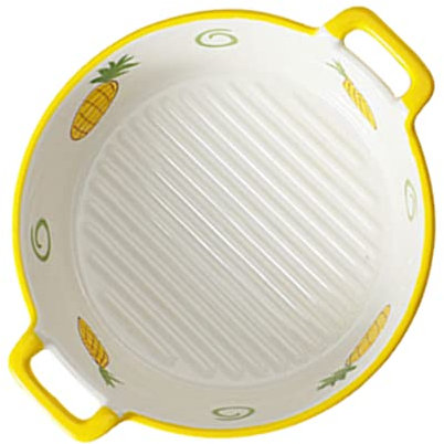 Pirofila in ceramica Rotonda OveDish Casseruola PorcelaiBakeware per lasagne Kitche Pentole per arrostire con manici Utensili da cucina rosa