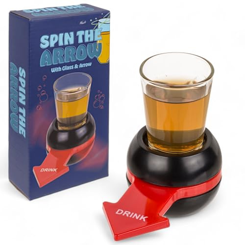 MIJOMA Drickspel Spin The Arrow – Roterande pil & shotglas-set, festspel för vuxna, perfekt för födelsedagar och trädgårdsfester