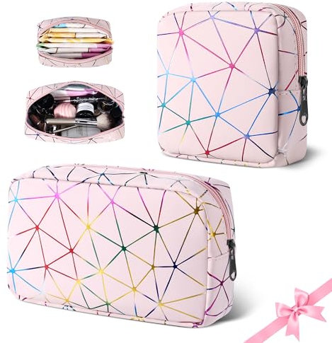 Desing Wish 2 Stück Mini Kosmetiktasche Damen Mädchen Klein Kulturtasche Kulturbeutel Schminktasche Reise Herren Kosmetikbeutel Cosmetic Make Up Bag Toiletry Schmink Tasche Zubehör mit Reißverschluss