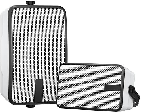 MWAU Outdoor Bluetooth Speakers 400w for Garage, Patio, Porch, Gazebo, Soffit, Entertainment Room. Wall Mount Speaker, Wireless Sync Up to 100 Speakers, IPX5 Waterproof (2 Pcs)