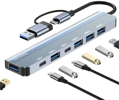 Hub USB C 7 in 2 USB C Hub, Multiport Adapter con USB 3.0, porte USB 2.0 M-acbook USB Adapter USB Prolunga Laptop USB Hub 3.0 per MacBook, iMac, Surface, Dell, Thinkpad, USB Stick, Mobile HDD, PS4, TV
