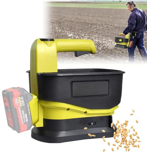 ELIKBH Spandiconcime Alimentato a Batteria, Spargisemi Senza Fili, Spargitore Portatile con Portata, 5,5 Litri, per sementi, Alimenti per Animali Domestici