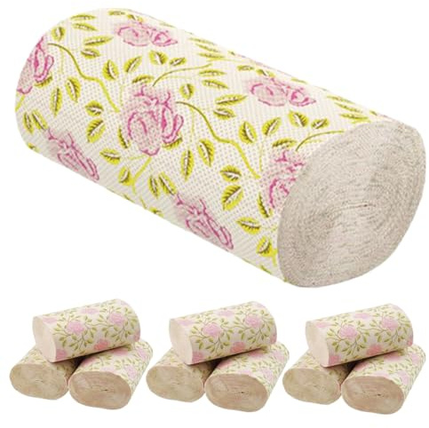 COLLBATH Carta Igienica in Polpa di Bambù 10 Pezzi con Disegni Eleganti a Rosa, Pratica e Confortevole per Bagno e Uso Quotidiano senza Anima