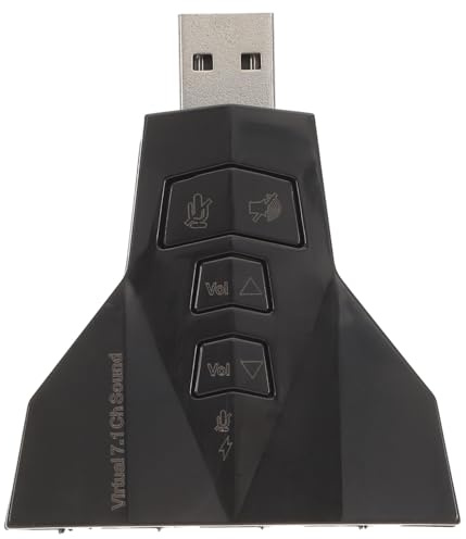 jojofuny Adaptateur Audio USB 7.1 Stéréo Externe Plug and Play pour Pc Et Double Entrée Micro Et Double Sortie Jack, Compatibilité Et, Noir Compact