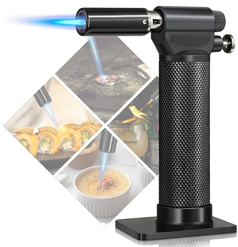 Wanbro Kitchen Torch Lighter, Butane Refillable Lighters with Adjustable Jet Flame, One-Hand Operation Blow Torch for Cooking, BBQ, Baking, Brulee Creme, Soldering (NO Gas)
