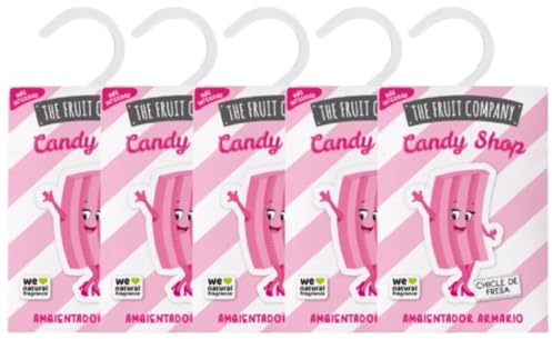 TIENDIFY - Pack 5 Ambientadores Armario Candy Shop The Fruit Company | Perfuma Cajones y Ropa +45 Días | +Intensidad | 0% Alcohol | Extractos Naturales (CHICLE DE FRESA)