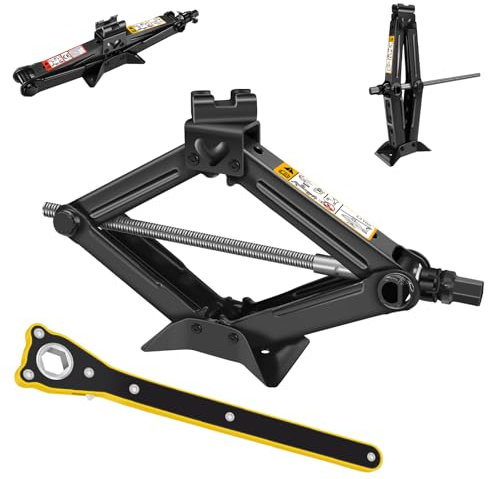2 Ton Scissor Jack, Car Jack Kit with Speed Handle, Scissor Jacks for Cars Rustproof, Heavy Duty Car Jack Floor Lift 110-390mm Lifting Jack, Wind Up Tools for Cars, Tyre Repair Changing Tool (Black)