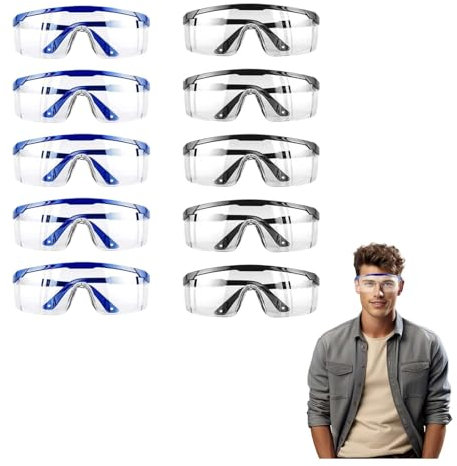 10 pièces Lunettes de protection de travail,Lunettes de sécurité,Lunettes de sécurité de travail,Lunettes de protection anti-poussière,Lunettes de Sécurité Transparentes,Lunettes de laboratoire