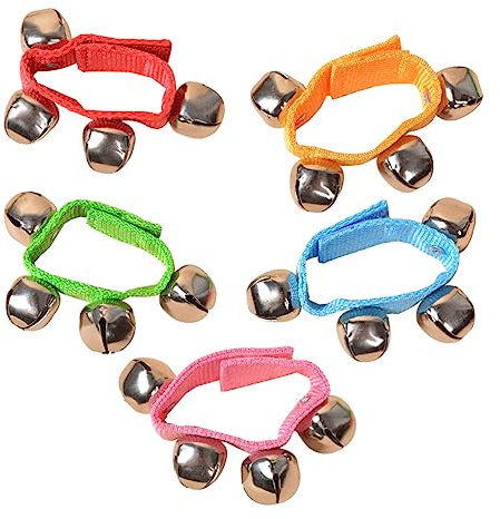 JOINPAYA 20 Stück Teiliges Handgelenk Rasseln mit Glöckchen für Musikinstrument für Rhythmische Aktivitäten Bunten Farben Blau Gelb Grün für Tanz und Spiel Kindergärten