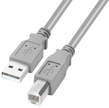 BIGtec 1,5m Druckerkabel USB Kabel A/B Datenkabel A-Stecker zu B-Stecker vergoldet Datenkabel für Drucker Scanner Festplattengehäuse externe Festplatten grau