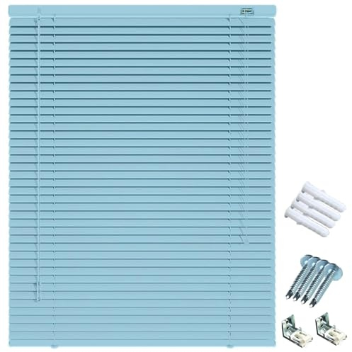 Tende Veneziana Su Misura, Veneziane in Alluminio Lamelle da 25mm, Tende Orizzontali per Finestre Interne Ufficio Bagno Camera da Letto, Visibilità Abbagliamento, 25-165 x 50-290cm(Verde chiaro)