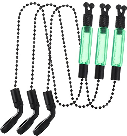 Kisangel 3 Piezas Kit de de Alerta para Línea de Pesca Accesorios Prácticos y Duraderos con Tensores Metálicos Señaladores para Pesca Trucha y Aparejos sin Luz Color Verde