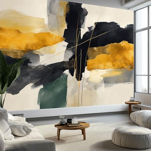 Carta da parati fotografica astratta acquerello forma geometrica 250 x 175 cm Murales grande sfondo TV Wall Art - Decorazione murale multicolore per soggiorno camera da letto poster artistico di lusso