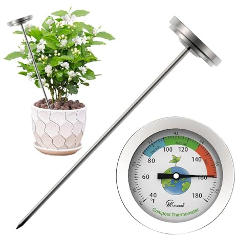Jordtermometer för trädgårdsskötsel-7 tum marktemperaturmätare, lättläst trädgårdstermometer, exakt jordvård gräsmatta termometer, kompost, p