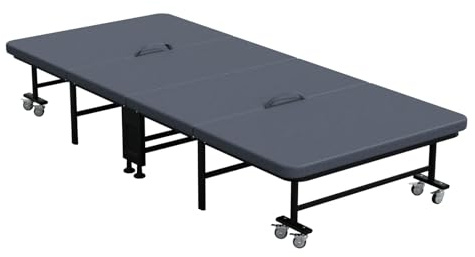 HAGO 24 | Cama de invitados plegable | 80 x 190 cm | Cama plegable | Cama individual | Cama de metal | Cama plegable | Cama plegable | Cama de emergencia | Estructura de acero | Acolchado | 8 ruedas |