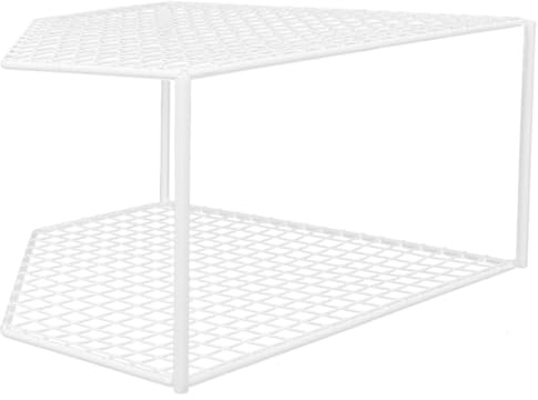 ABOOFAN Organizer Space Iron with Shelf 2-tier Pan Multi-function and Storage Design Saving White Corner Display Shelf for Kitchen Pot