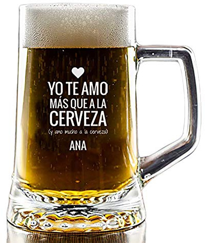 CALLE DEL REGALO Chope à bière « Je t'aime » personnalisée