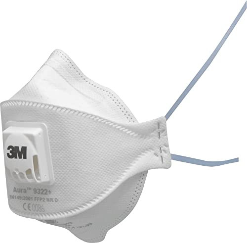 3M™ Aura™ Respiratore antiparticolato, FFP2, con valvola, 9322+, 10 maschere per confezione