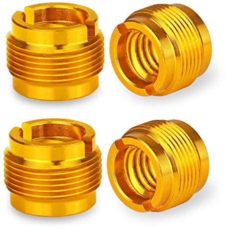 YOUSHARES 4-Pack Gold Adapter for HyperX QuadCast, Blue Yeti, Rode, Razer, Shure & Most USB Mics - Shock Mount & Boom Arm Screw Thread Adapter 5/8 Male to 3/8 Female